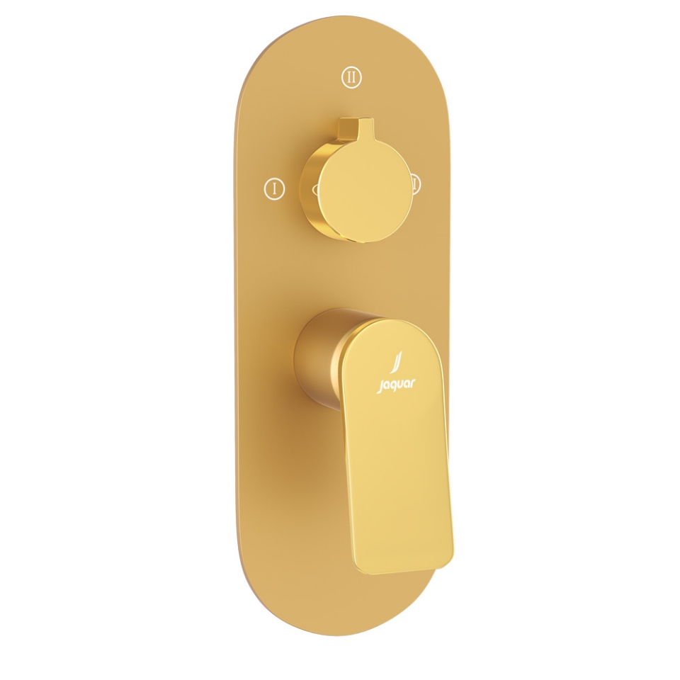 صورة مجموعة الأجزاء المكشوفة لخلاط شاور بذراع واحد أكواماكس - الذراع: ذهبي لامع PVD | الجسم: ذهبي مطفي PVD