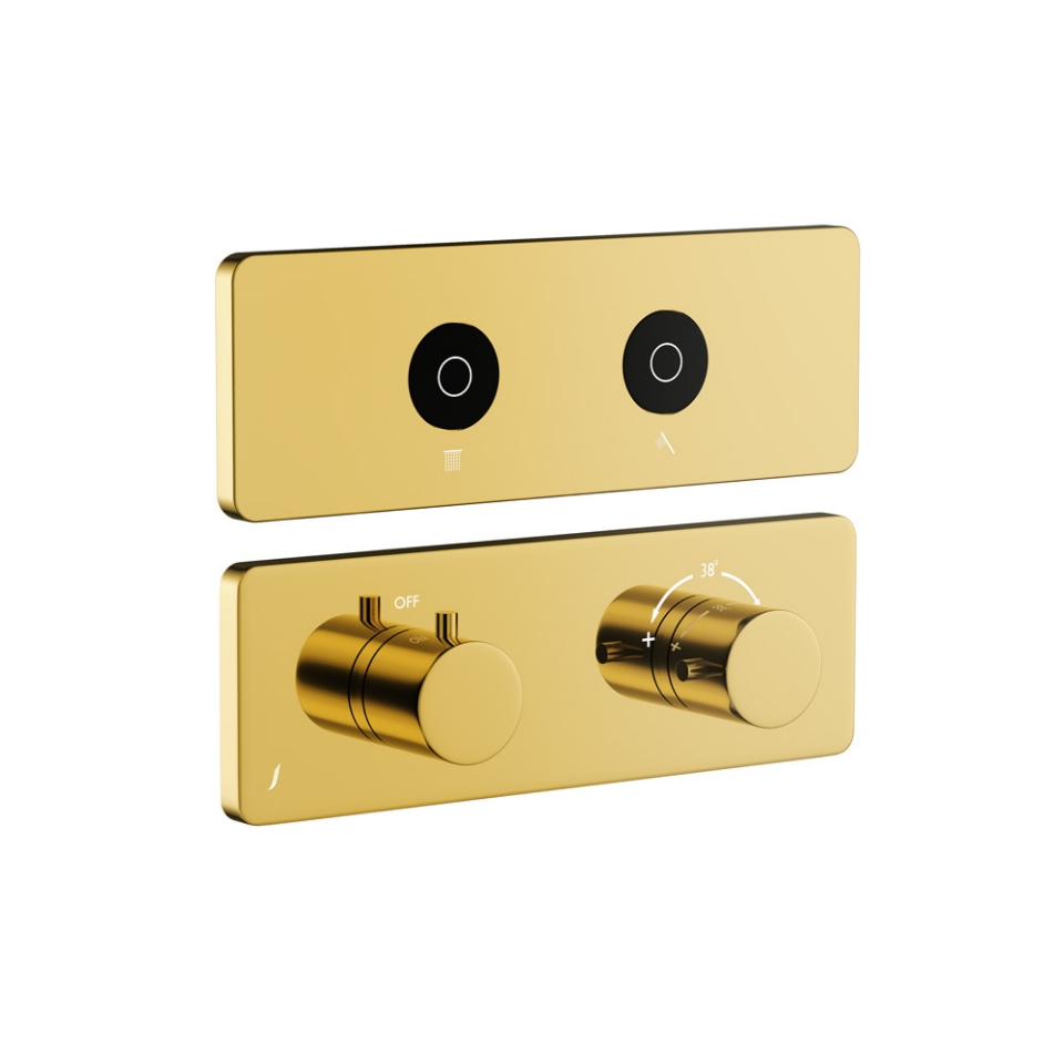 صورة مجموعة الأجزاء المكشوفة لنظام شاور كلاود باللمس بمخرجين - ذهبي لامع PVD