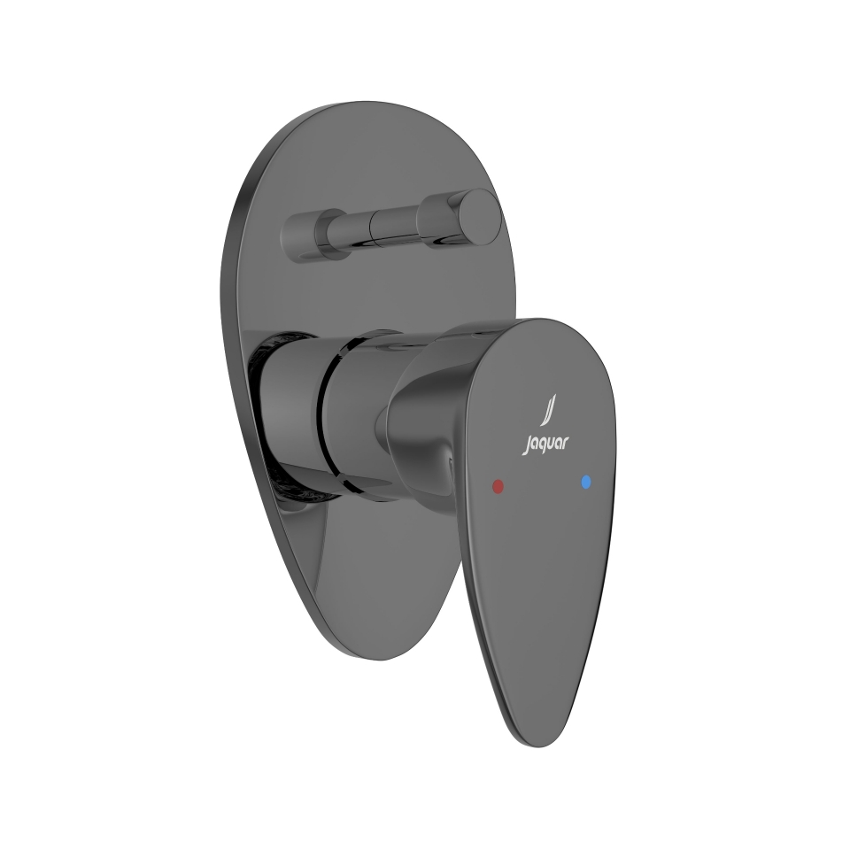 صورة مجموعة الأجزاء المكشوفة من محول داخل الحائط عالي التدفق بذراع واحد - كروم أسود