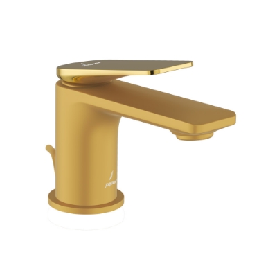Picture of Single Lever Basin Mixer with Popup Waste - Lever: Gold Bright PVD | Body: Gold Matt PVD