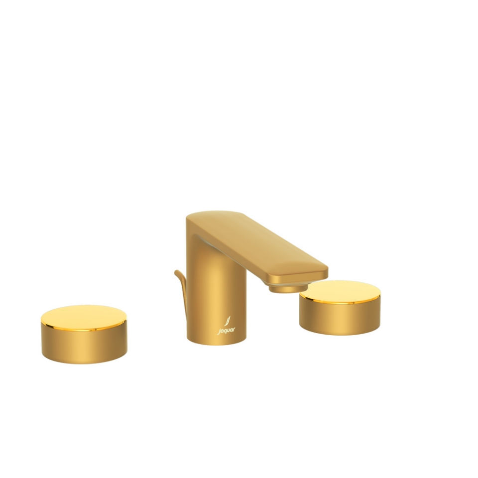 Picture of 3-hole basin mixer with popup waste system - Lever: Gold Bright PVD | Body: Gold Matt PVD