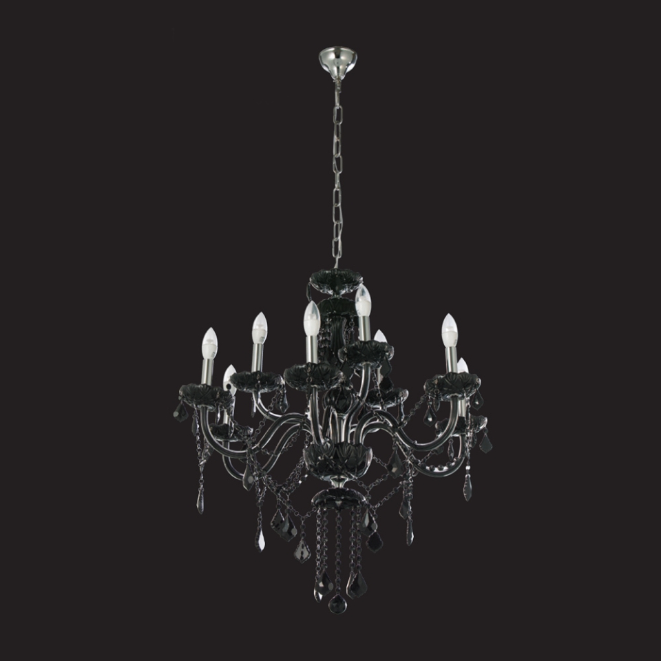 Black Chandeliers: Modern 6 Lights Crystal Pendant Hanging Light