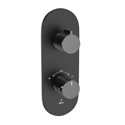 Picture of Aquamax Thermostatic Shower Mixer- Lever: Black Chrome | Body: Black Matt
